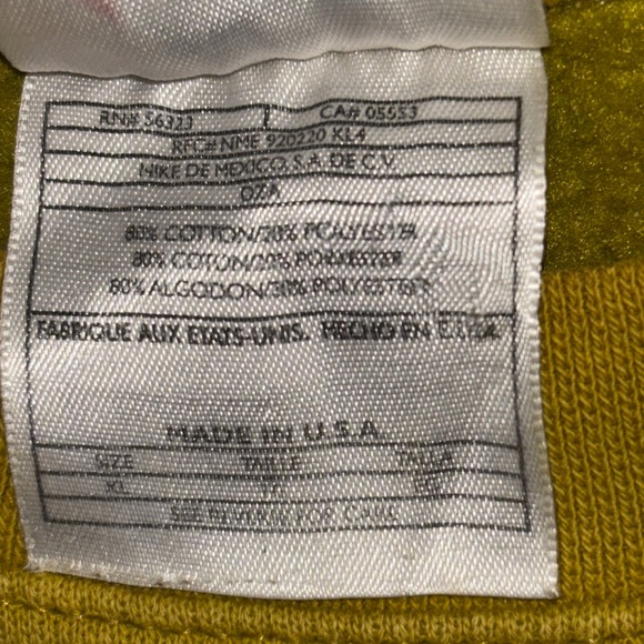 Vintage Nike Sweatshirt Mens XL Yellow Pullover Crewneck Fleece Swoosh USA 90s - Picture 5 of 15